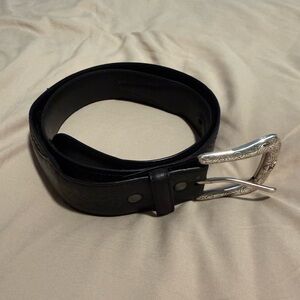 Ariat 36” Black Leather Belt with Silver Buckle